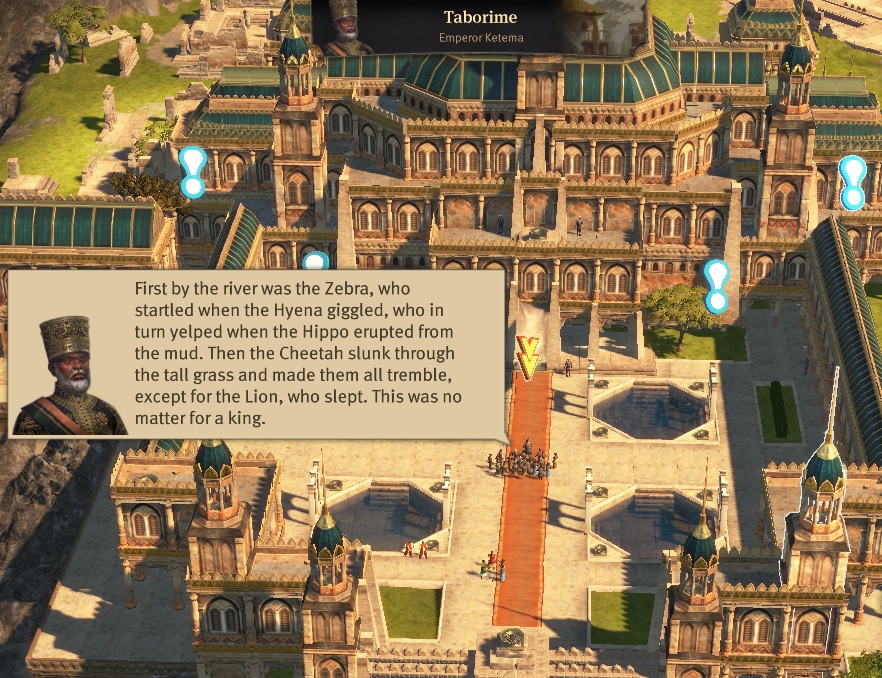 Emperor Ketama Tower quest - In Anno 1800 - Land of Lions DLC Emperor Ketama wants some towers clicked in the right order